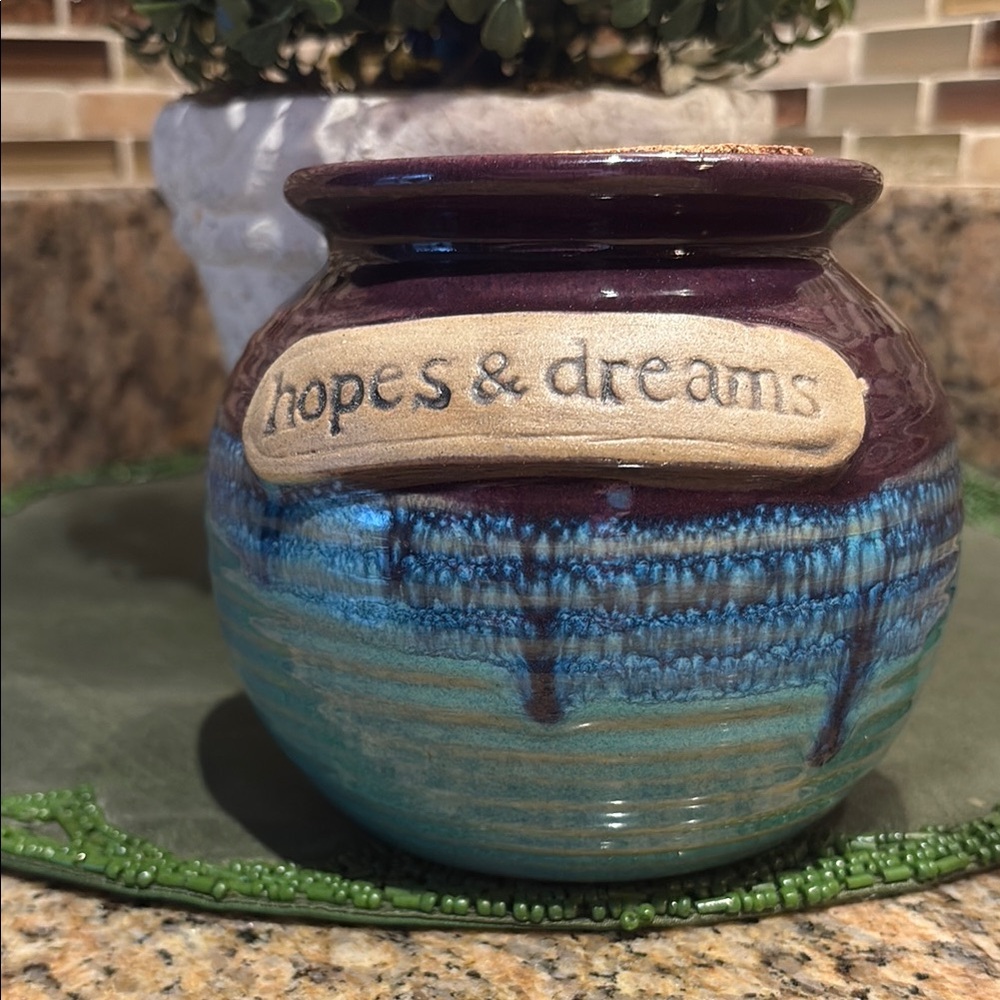Handcrafted Ceramic Jar with Hopes & Dreams Inscription